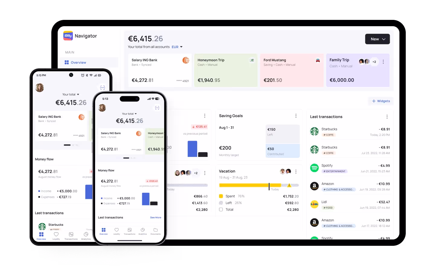 Custom multiplatform financial application
